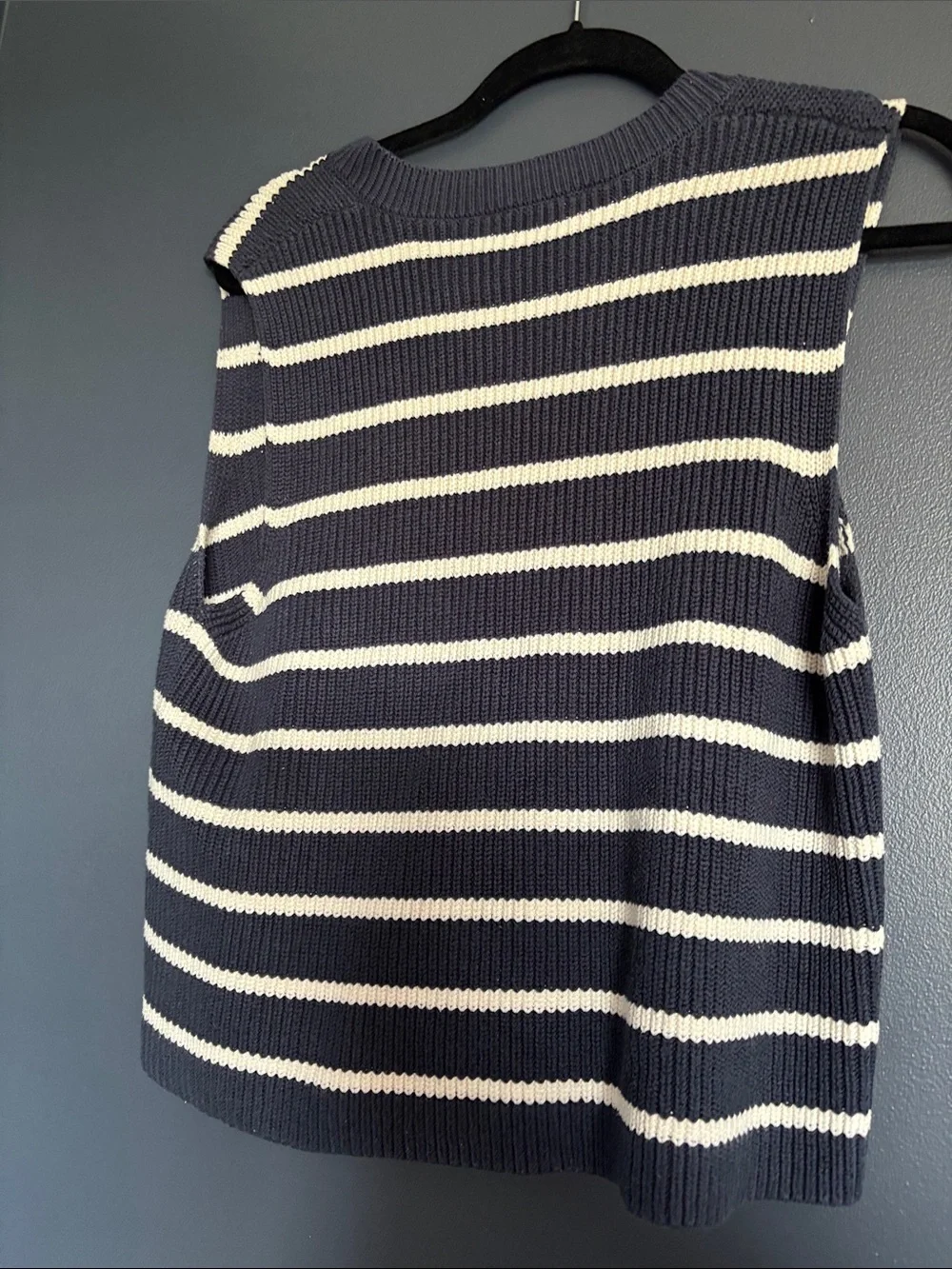 Zara Navy and White Striped Knit Vest - Picture 4 of 6